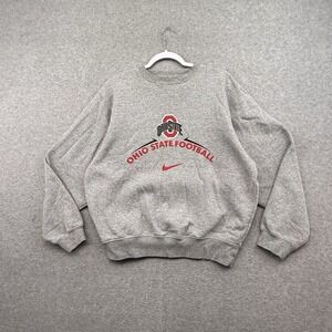 Ohio State Buckeyes Sweatshirt Mens S Gray Center Swoosh Pullover Branded EUC